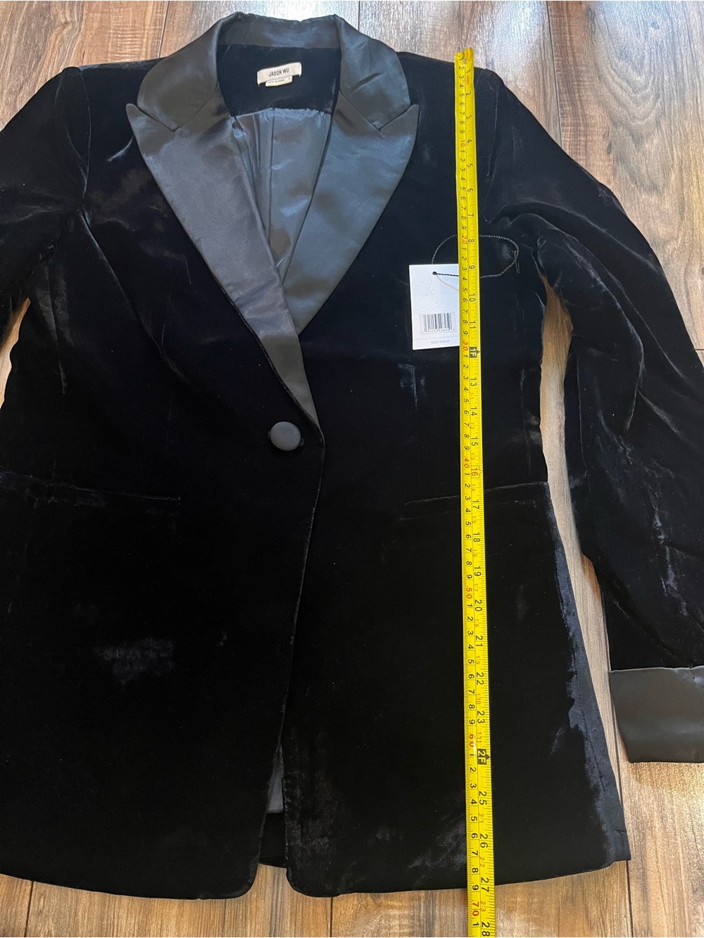 $400 JASON WU Black Velvet Satin Lapel Tailored One Button Blazer M - Picture 10 of 15